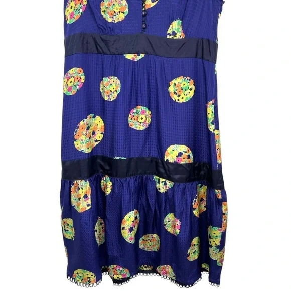 Mauve Anthropologie 100% Silk Purple Tiered Abstract Midi Boho Dress Women’s 12 - Picture 3 of 9